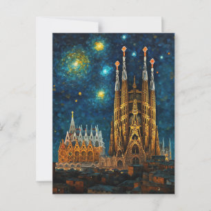 Cartão Postal Catalan Starry Night   Gaudí encontra Van Gogh