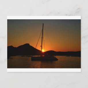 Cartão Postal Catamarã ao pôr do sol Ibiza.JPG