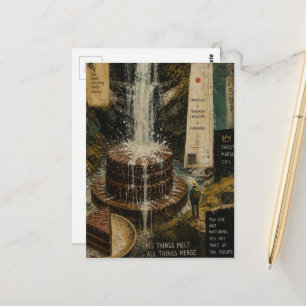 Cartão Postal Catarata de Bolo de Chocolate Surrealista Mídia Mi