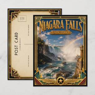 Cartão Postal Cataratas do Niágara Nova York Arte Deco Vintage E