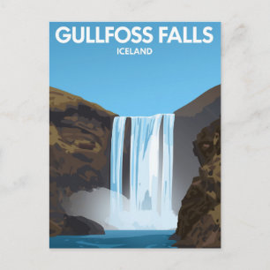 Cartão Postal Cataratas Gullfoss Islândia Arte Vintage
