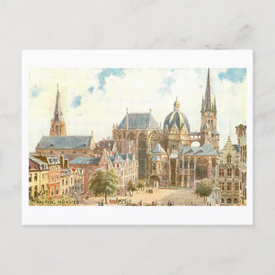 Cartão Postal Catedral de Aachen Vintage