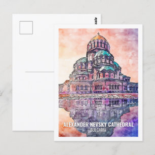 Cartão Postal Catedral de Alexander Nevsky Viagem Place Watercol
