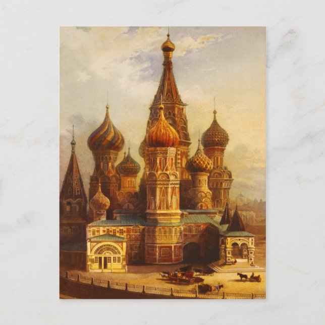 Cartão Postal Catedral de Basil, Moscou, Rússia. (Frente)