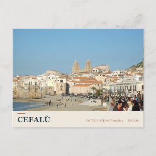 Cartão Postal Catedral de Cefalù a partir do Lungomare