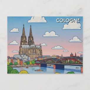Cartão Postal Catedral de Colônia Alemanha Noite Viagem
