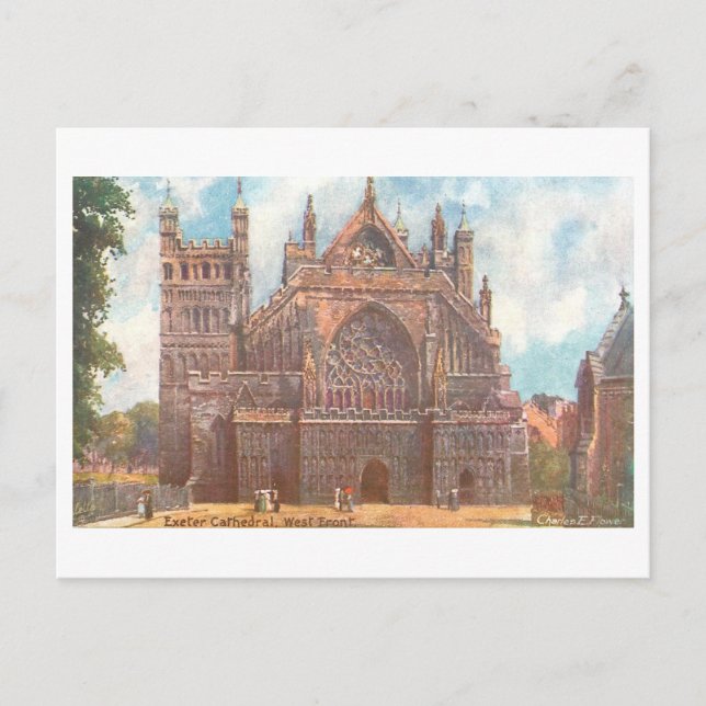 Cartão Postal Catedral de Exeter Antiga (Frente)