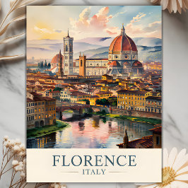 Cartão Postal Catedral de Florença Duomo Aquarela Viagem Itália