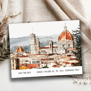Cartão Postal Catedral de Florença Itália Aquarela Exceto Data