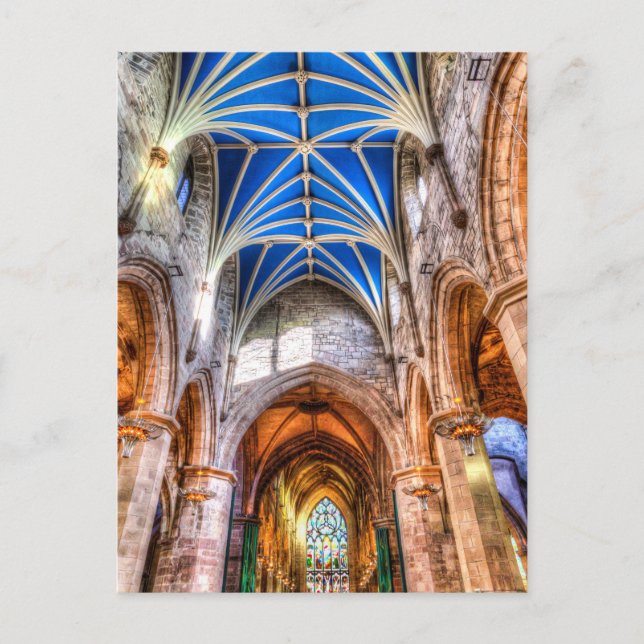 Cartão Postal Catedral de Giles ruas Edinburgh (Frente)