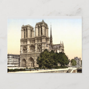Cartão Postal Catedral de Notre Dame c1890, impressão francês Vi