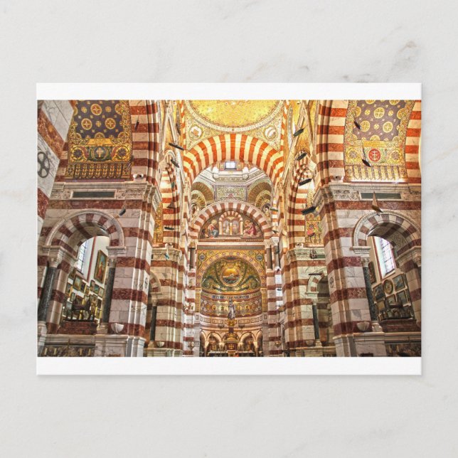 Cartão Postal Catedral de Notre Dame de la garde em Marselha (Frente)