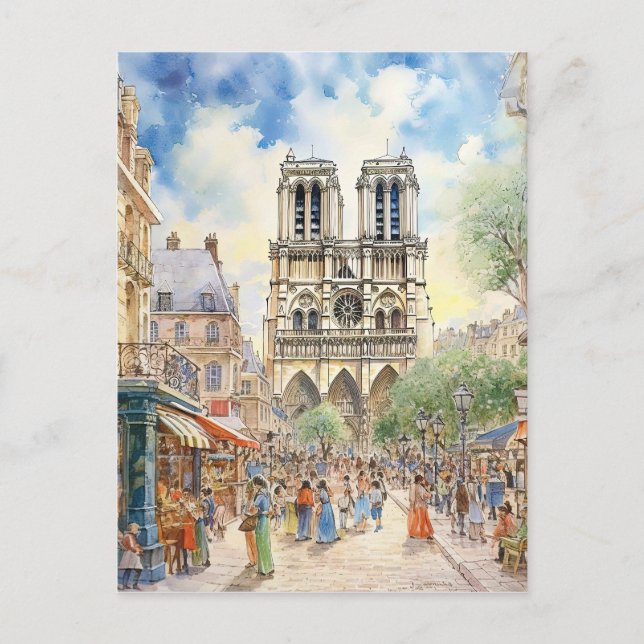 Cartão Postal Catedral de Notre Dame em Paris (Frente)