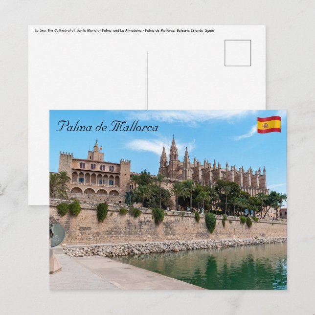 Cartão Postal Catedral de Palma de Mallorca e Almudaina (Frente/Verso)