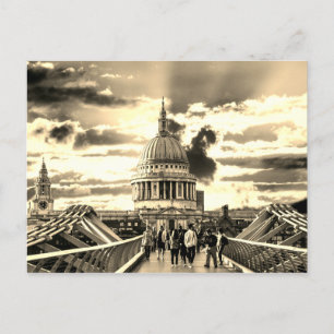 Cartão Postal Catedral de Paul da rua, Sépia de Londres