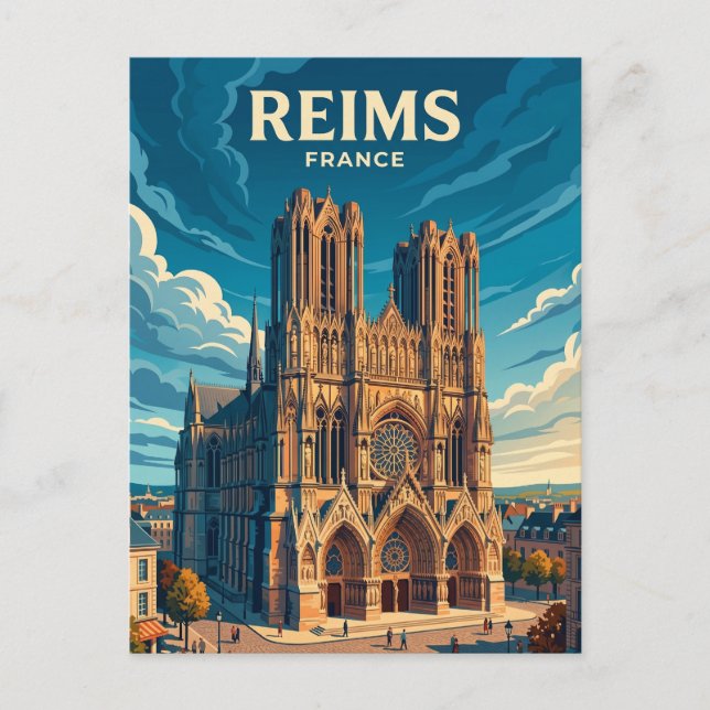 Cartão Postal Catedral de Reims França (Frente)