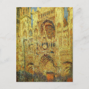 Cartão Postal Catedral de Rouen no por do sol por Claude Monet