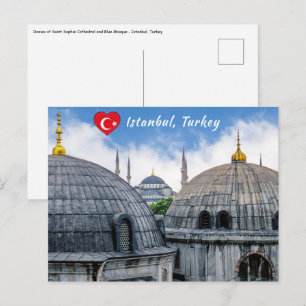 Cartão Postal Catedral de Santa Sofia e Mesquita Azul - Istambul