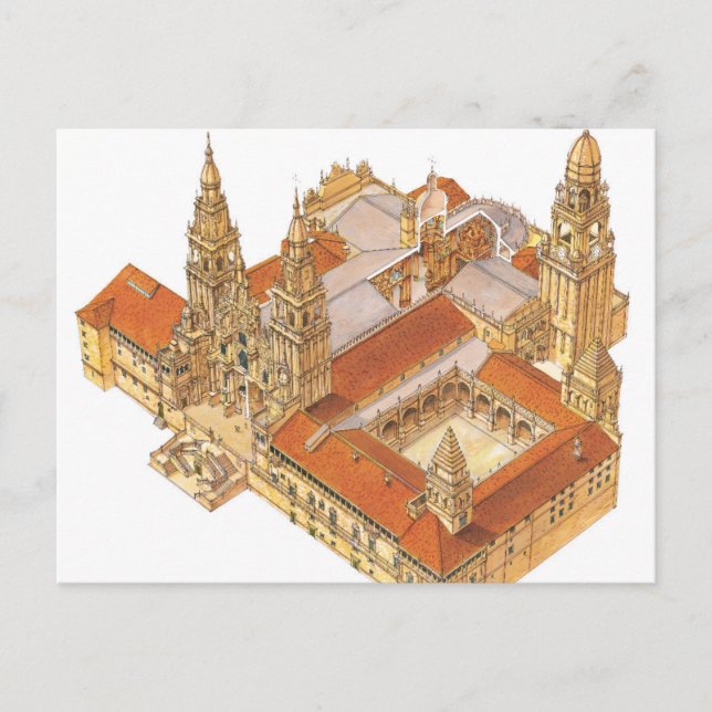 Cartão Postal Catedral de Santiago de Compostela. Espanha (Frente)