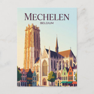 Cartão Postal Catedral de São Rumboldo, Mechelen, Flandres, Bélg