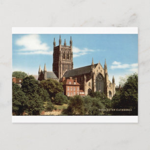 Cartão Postal Catedral de Worcester Vista Colorida Vintage
