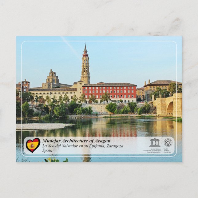 Cartão Postal Catedral del Salvador de Saragoça (La Seo) da UNES (Frente)