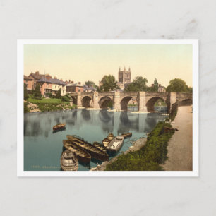 Cartão Postal Catedral e Wye Bridge, Hereford, Herefordshire