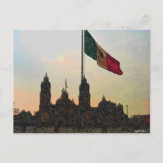 Cartão Postal Catedral en el Zocalo del DF con la Bandera 2.jpg