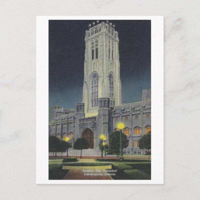 Cartão Postal Catedral Escocesa Rite vintage, Indianapolis (Frente)