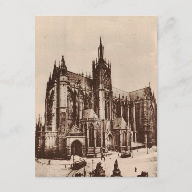 Cartão Postal Catedral Metz França Réplica 1930 (Frente)