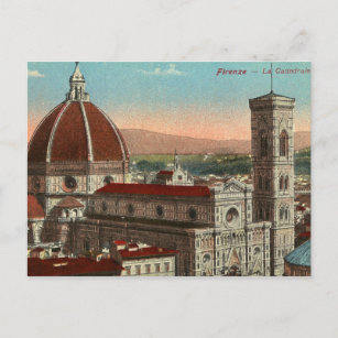 Cartão Postal Catedral retro de Florença Italia Italia da arte