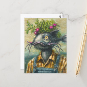 Cartão Postal Catfish Gardener Surreal