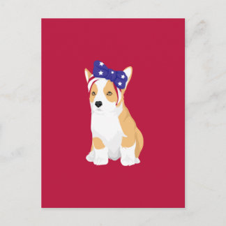 Cartão Postal Cathy A Patriota do Corgi de 4 de Julho Americano