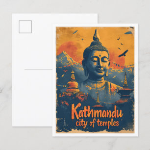 Cartão Postal Catmandu Nepal Vintage Art Viagem