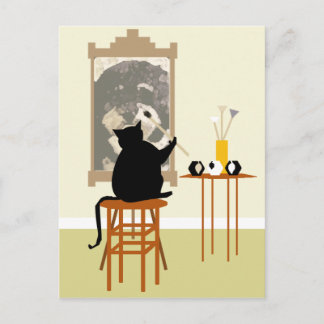 Cartão Postal CatPaintingDog