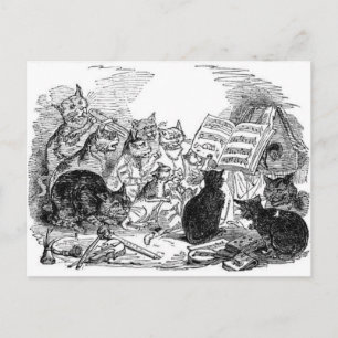 Cartão Postal Cats Cantantes Vintage
