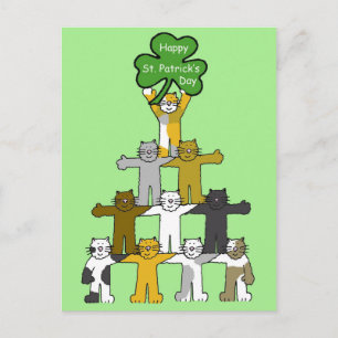 Cartão Postal Cats de Dia de São Patrício de cartum