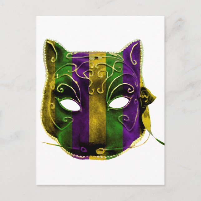 Cartão Postal CatWomen Mardi Gras Mask (Frente)