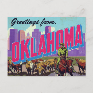 Cartão Postal Caubói de Oklahoma Cattle City