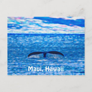 Cartão Postal Cauda de baleia Azul Fractal e Rosa
