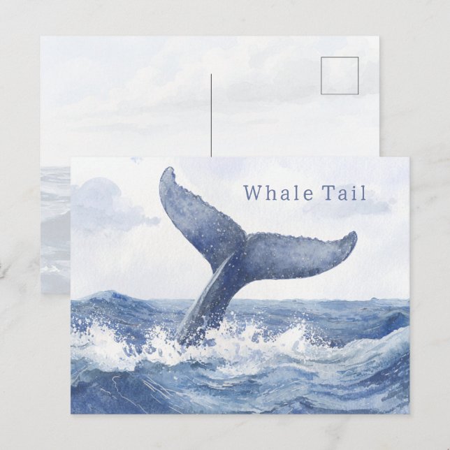 Cartão Postal Cauda de Baleia Oceano Azul (Frente/Verso)
