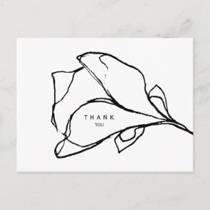 Cartão Postal Caule Floral Desenhado à Mão Simples II Agradecime