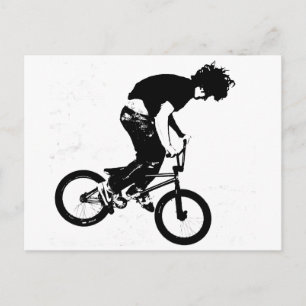 Cartão Postal Cavaleiro BMX em Preto e Branco
