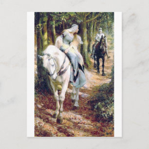 Cartão Postal Cavaleiro branco, cavaleiro medieval romântico