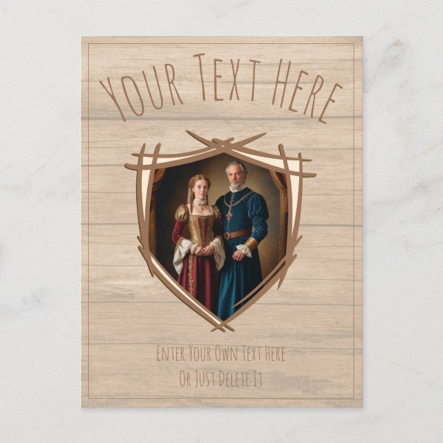 Cartão Postal Cavaleiro Casaco de Armas Medieval Vintage (Frente)