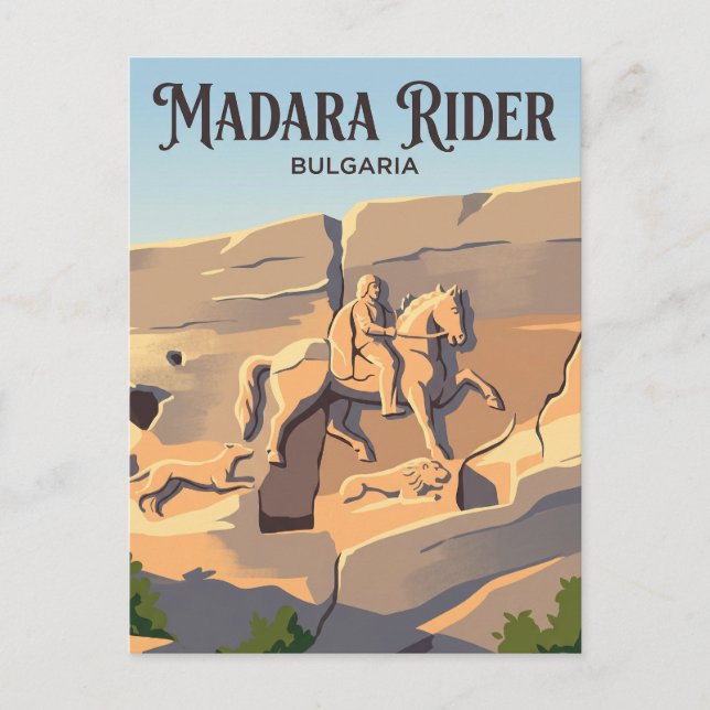 Cartão Postal Cavaleiro de Madara Bulgária (Frente)
