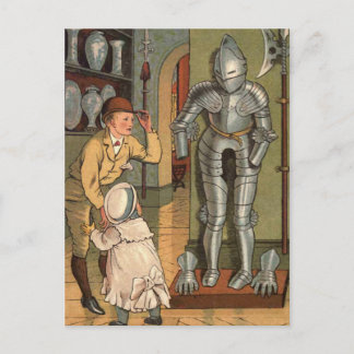 Cartão Postal Cavaleiro na Ilustração Armor Vintage