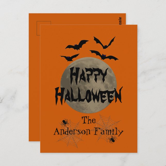 Cartão Postal Cavaleiro Negro e Laranja assustador Feliz Hallowe (Frente/Verso)