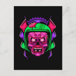 Cartão Postal Cavaleiro Zumbi de Neon Arte de Caveira