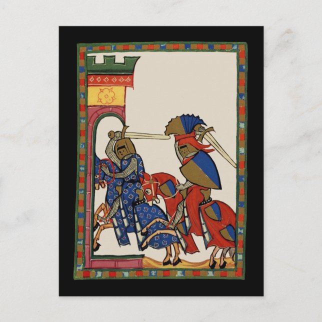 Cartão Postal Cavaleiros A Armazenar O Castelo, 14 Century (Frente)